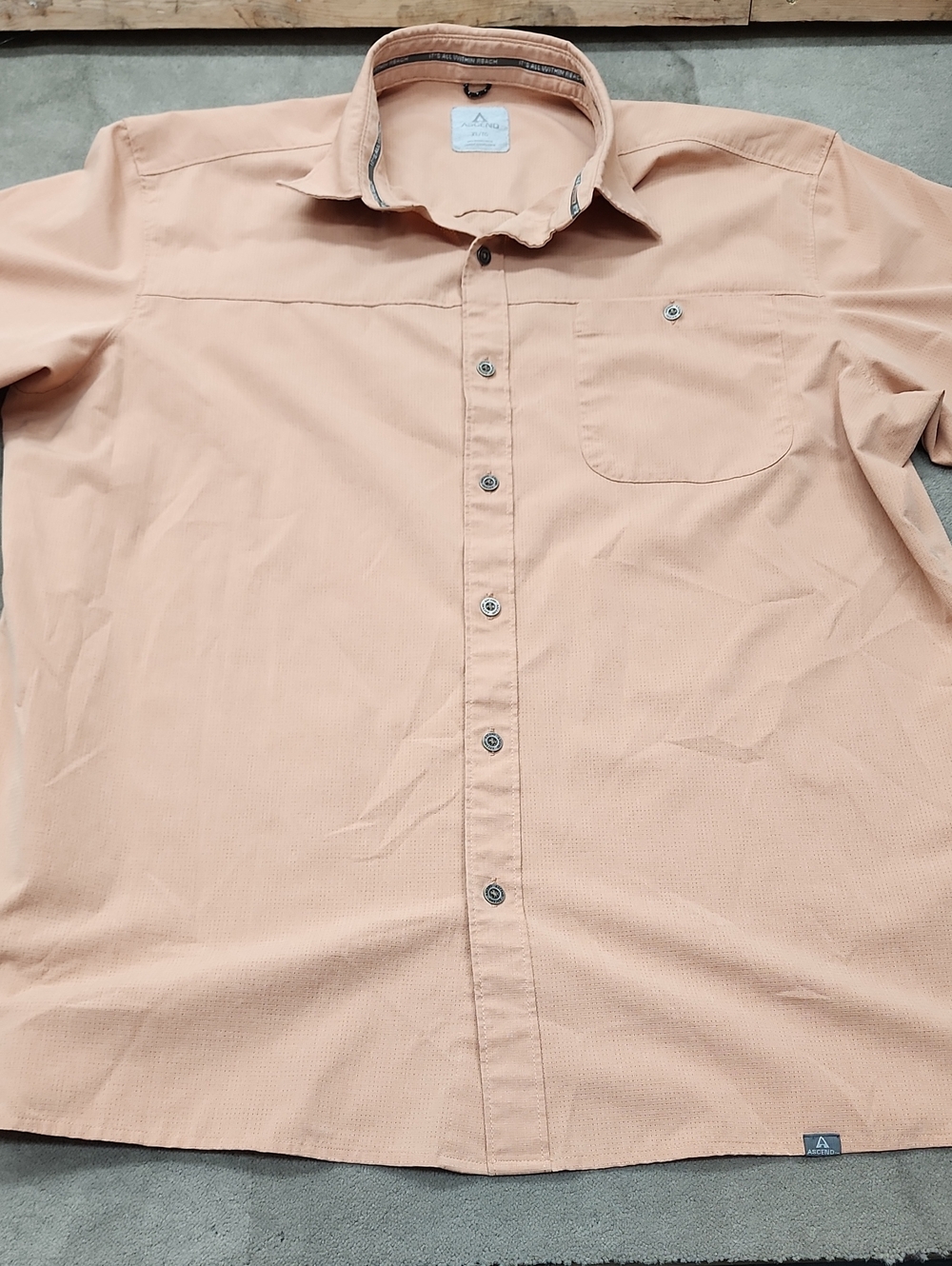 Ascend Men’s Casual Button-Down Shirt - Peach